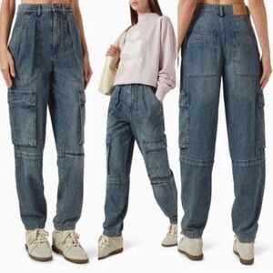 Designer Isabel Marant Étoile Logo-Patch Denim Cargo Jeans Woman’s size 40/8 us